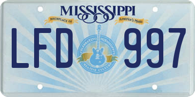 MS license plate LFD997
