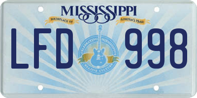 MS license plate LFD998