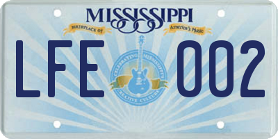 MS license plate LFE002