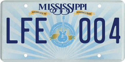 MS license plate LFE004