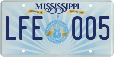 MS license plate LFE005