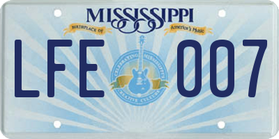 MS license plate LFE007