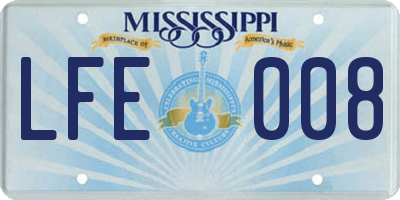 MS license plate LFE008