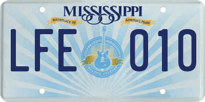 MS license plate LFE010