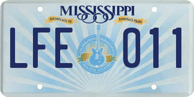MS license plate LFE011