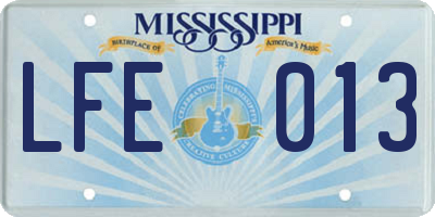 MS license plate LFE013