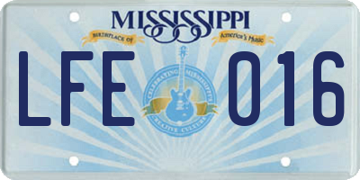 MS license plate LFE016
