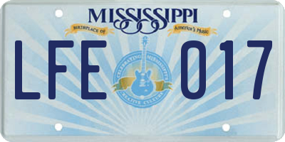 MS license plate LFE017