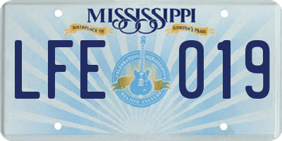 MS license plate LFE019