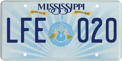 MS license plate LFE020