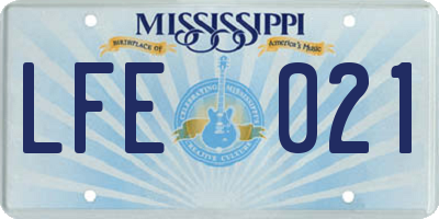 MS license plate LFE021