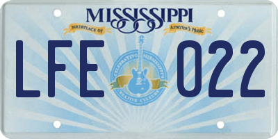 MS license plate LFE022