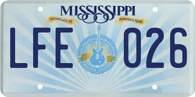 MS license plate LFE026