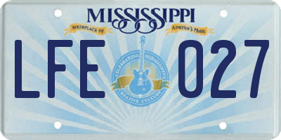 MS license plate LFE027
