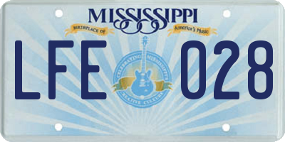 MS license plate LFE028