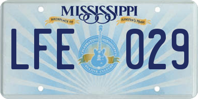 MS license plate LFE029