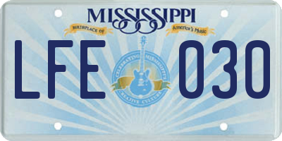 MS license plate LFE030