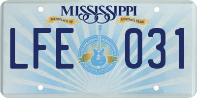 MS license plate LFE031