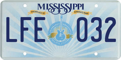 MS license plate LFE032