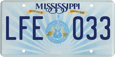 MS license plate LFE033