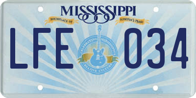 MS license plate LFE034