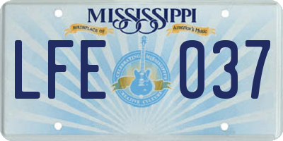 MS license plate LFE037