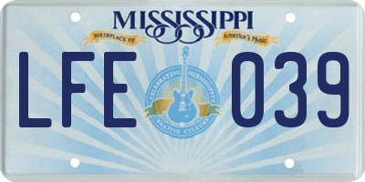 MS license plate LFE039