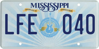 MS license plate LFE040