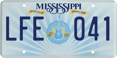 MS license plate LFE041