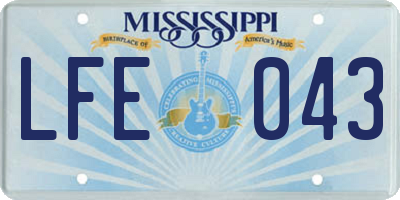 MS license plate LFE043
