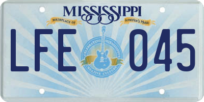 MS license plate LFE045