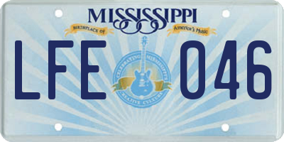 MS license plate LFE046