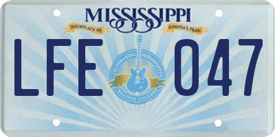 MS license plate LFE047