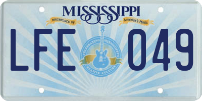 MS license plate LFE049