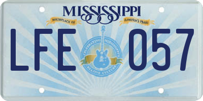MS license plate LFE057