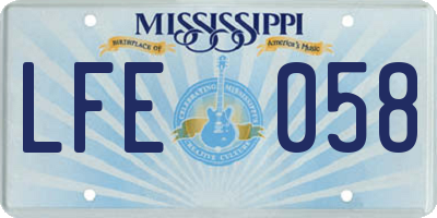 MS license plate LFE058