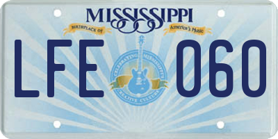MS license plate LFE060