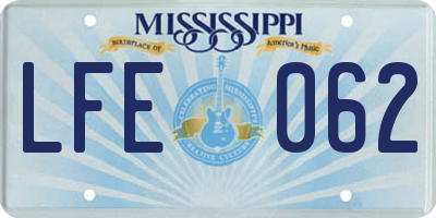 MS license plate LFE062