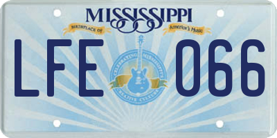 MS license plate LFE066
