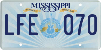 MS license plate LFE070