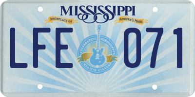 MS license plate LFE071