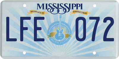 MS license plate LFE072