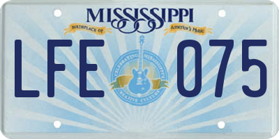 MS license plate LFE075
