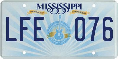 MS license plate LFE076