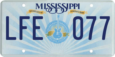 MS license plate LFE077