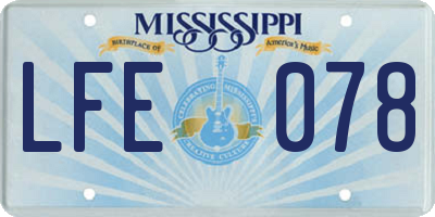 MS license plate LFE078