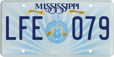 MS license plate LFE079