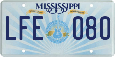 MS license plate LFE080