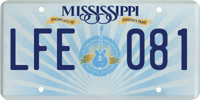 MS license plate LFE081