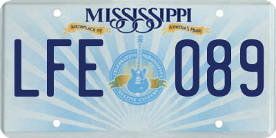 MS license plate LFE089